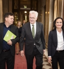 Werner Kogler, Ministerpräsiden von Baden-Württemberg Winfried Kretschmann und Klubobfrau Eva Glawischnig.