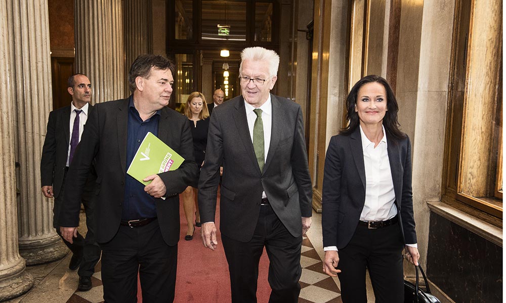 30 Jahre Die Grünen im Parlament Werner Kogler, Ministerpräsiden von Baden-Württemberg Winfried Kretschmann und Klubobfrau Eva Glawischnig.