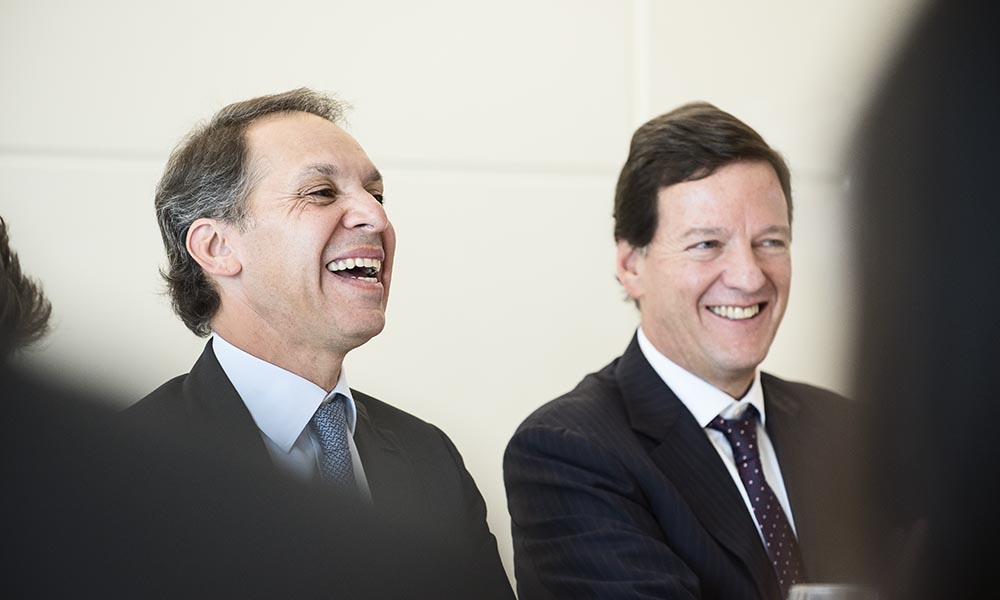 Offizieller Besuch von Infrastrukturminister Jörg Leichtfried in Mexiko Von links: Americamovil CEO Daniel Hajj, Amerivamovil CFO Carloo Garcia Moreno.