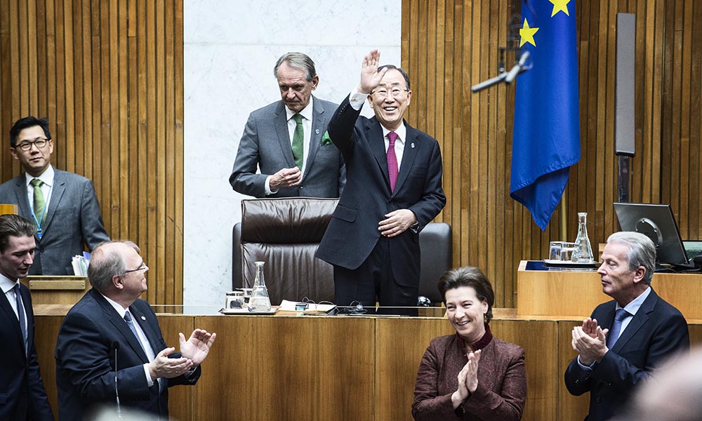 UNO Generalsekretär Ban Ki Moon UNO Generalsekretär Ban Ki Moon bei Auftritt im Parlament in Wien.